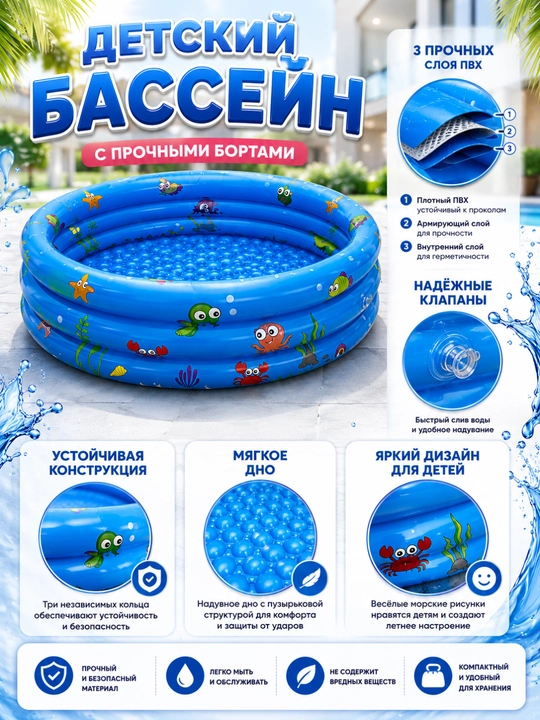 Karkasli basseyn Bestway 183×51 sm, 880 l, dumaloq hovuz, oilaviy puflanadigan basseyn