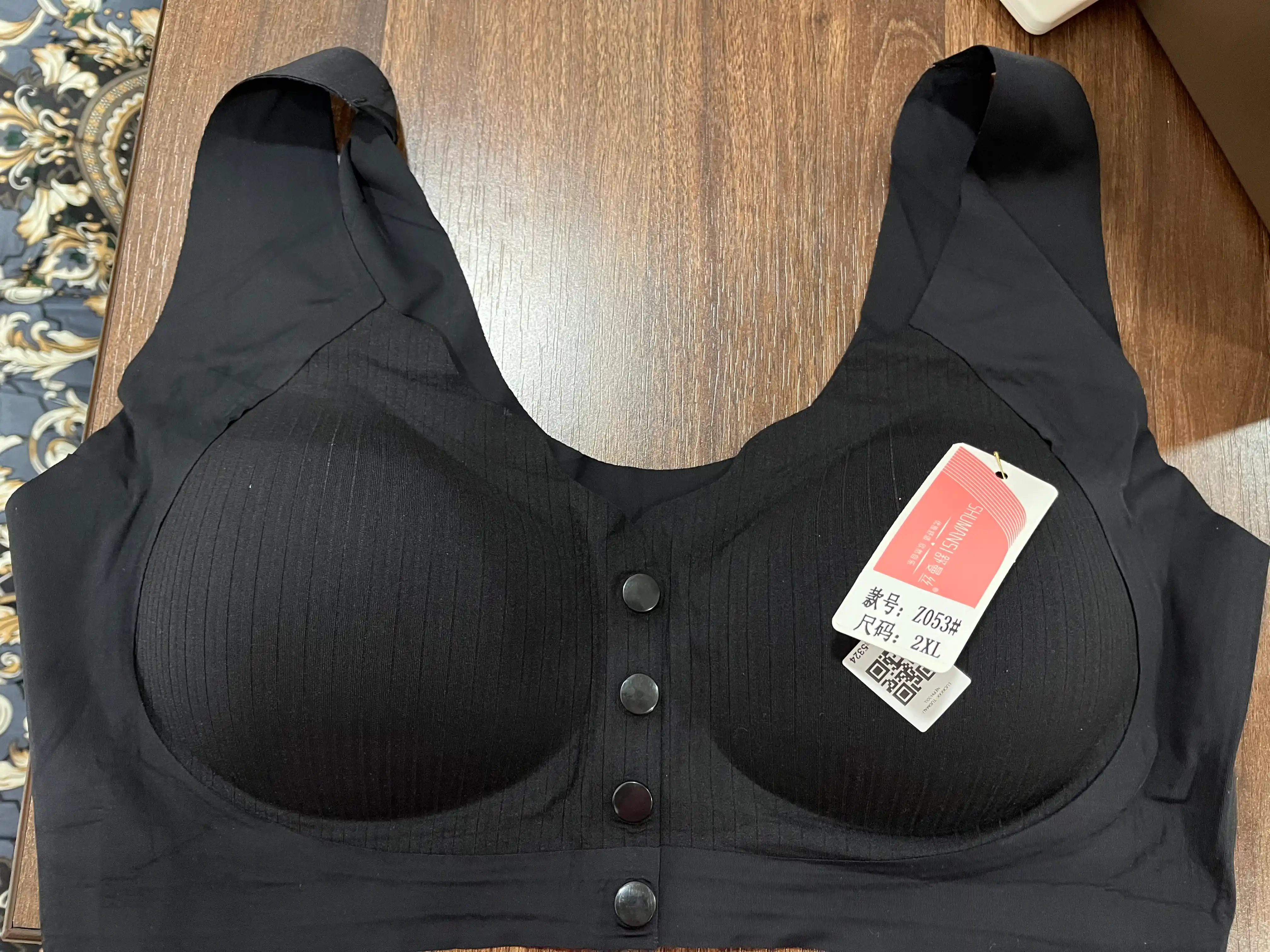 Ayollar uchun choksiz byustgalter, oldi tugmali, simsiz, katta razmer 2XL-3XL