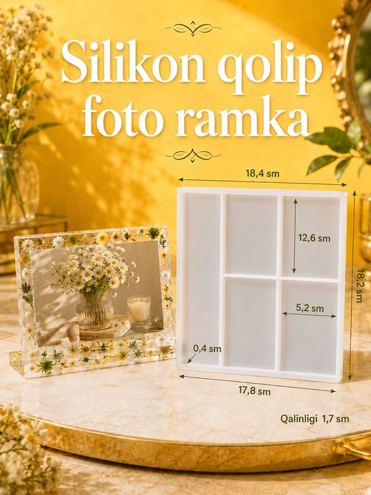 Silikon qolip ramka, fotoramka mold, smola dekor buyumlari yasash uchun