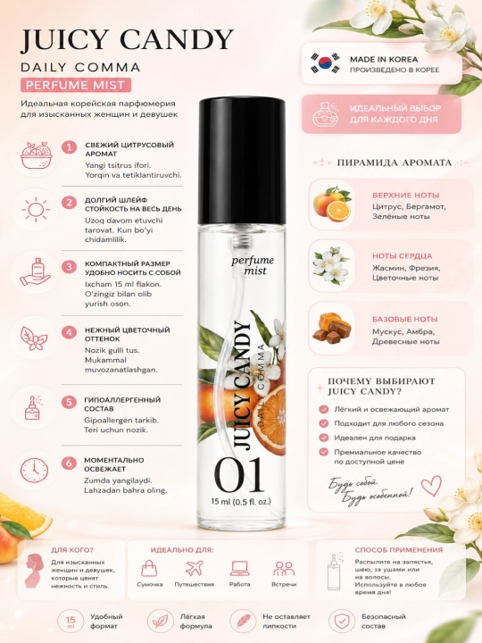 Korea Perfume – Ayollar uchun sitrus va gul iforli parfyum - 