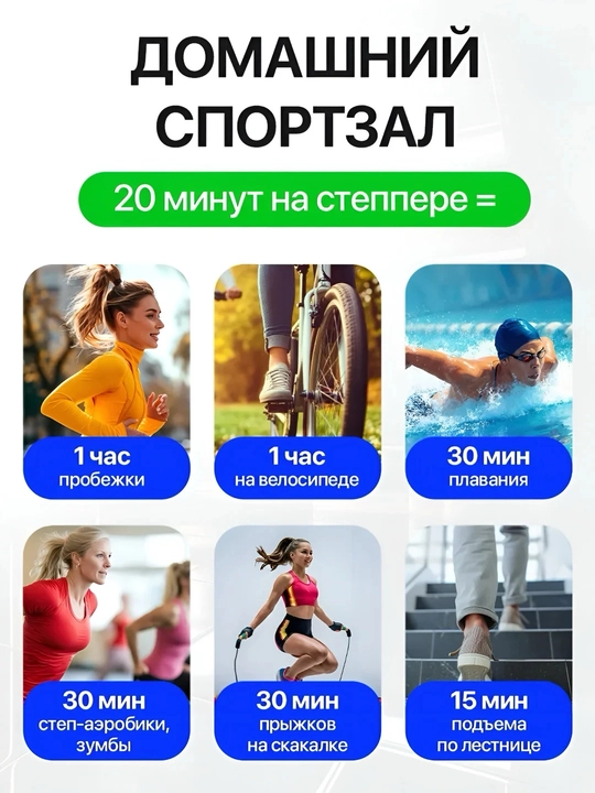 Фитнес мини, кардио степпер для дома, с эспандерами и дисплеем, KECHITE