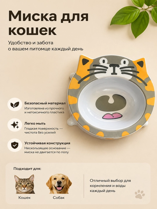 Миска для кошек и собак с рисунком - 