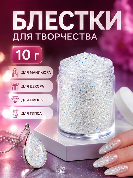 Глиттер, блёстки для творчества, блестки для эпоксидной смолы, гипса, декора