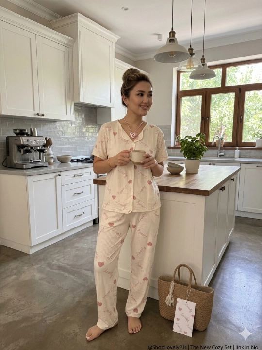 Sweet Dreams yurakchalar bilan bezatilgan pijama to‘plami - 