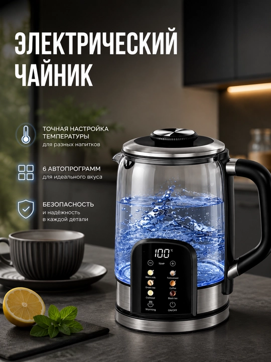 Электрочайник, термос, с сенсорным управлением - 