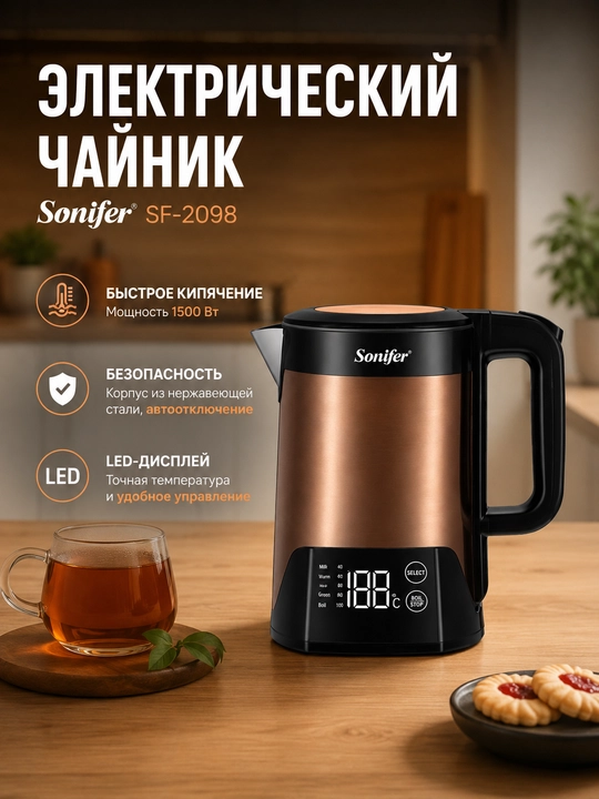 Электрочайник, термос, с сенсорным управлением - 