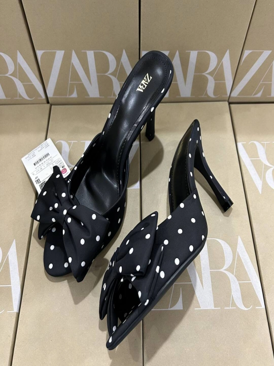 ZARA ayollar poshnali myulisi, oq va qora, tufli, kundalik va bayram uchun