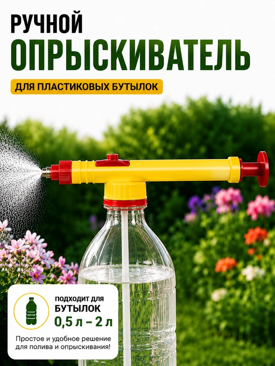 Опрыскиватель на бутылку для растений распылитель пульверизатор с насадкой ручной для сада - 