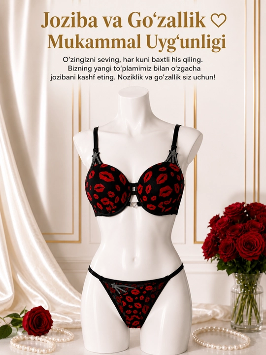 Ayollar ichki kiyim to'plami, paxtali, yumshoq, M, L, XL o'lcham