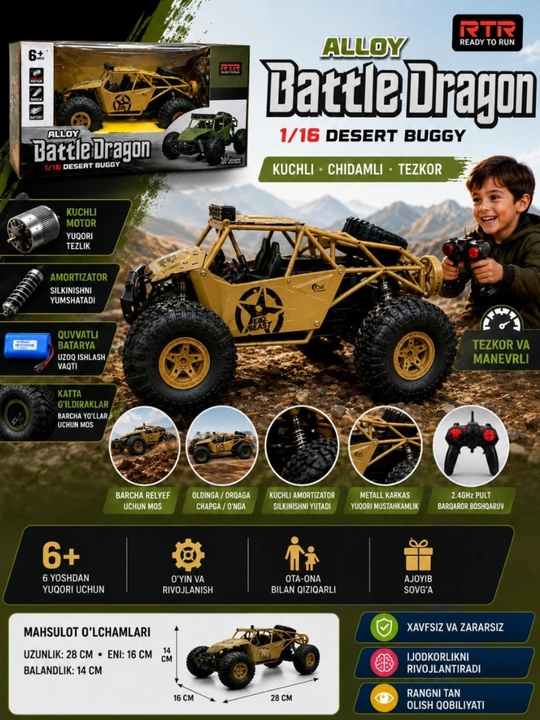 Masofadan boshqariladigan off-road buggy mashina 4x4 bolalar uchun - 
