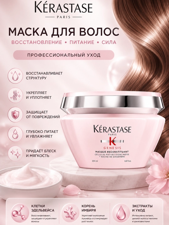 Маска для волос, Kerastase Chronologiste, 200 мл, кондиционер для волос, питательная маска - 