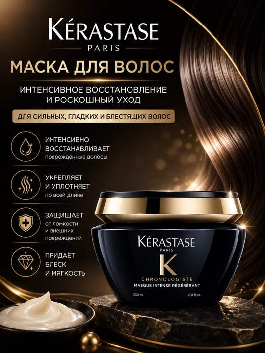 Маска для волос, Kerastase Chronologiste, 200 мл, кондиционер для волос, питательная маска - 