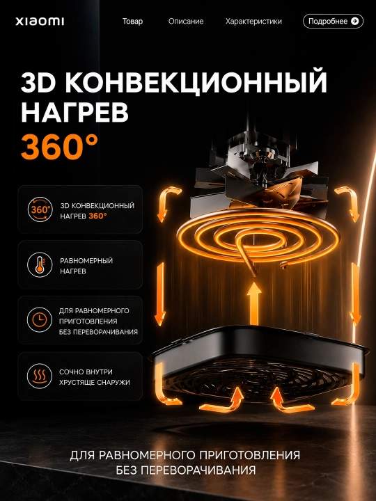 Аэрогриль Xiaomi Air Fryer 6–12 л 1700–2800W с дисплеем и двумя корзинами