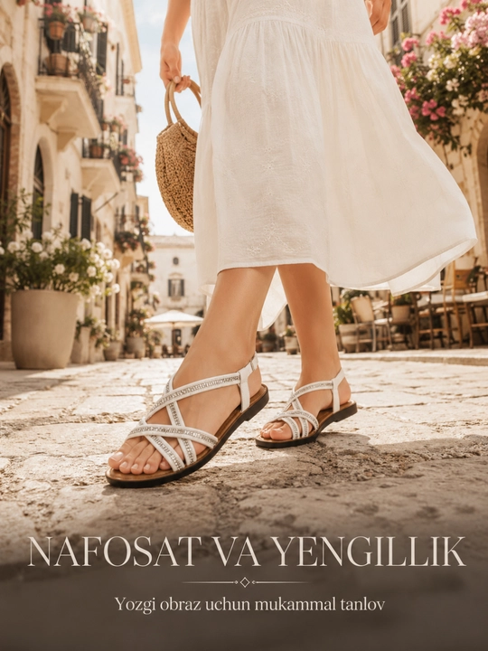 Ayollar shippagi, yozgi, oltin bezakli qulay sandallar, ochiq