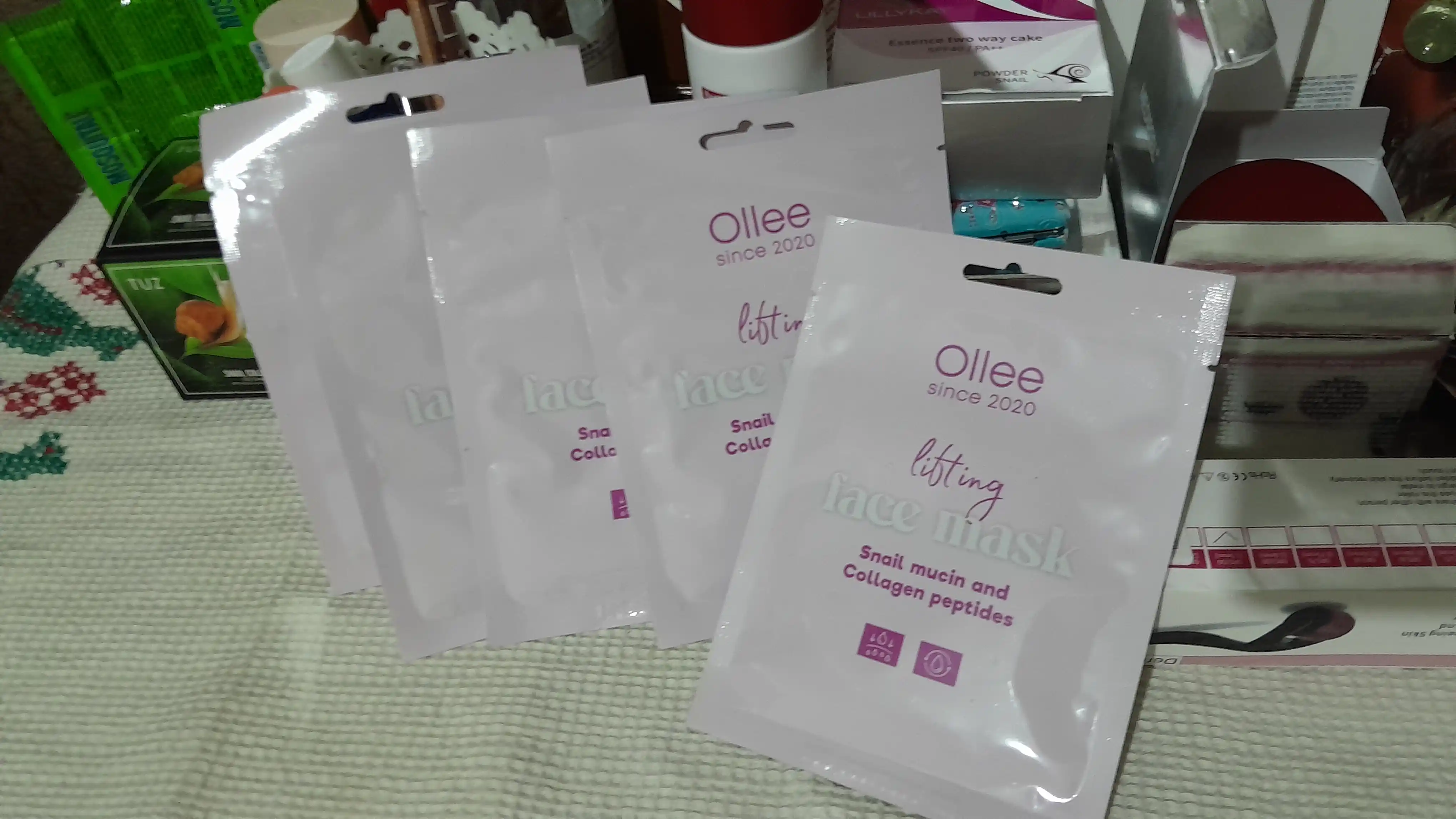 OLLEE тканевые маски для лица, увлажнение, лифтинг, осветление, collagen maska
