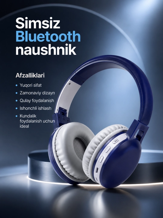 Kuchli bas va uzoq muddat xizmat qiladigan JBL 881A Bluetooth simsiz quloqchinlari - 
