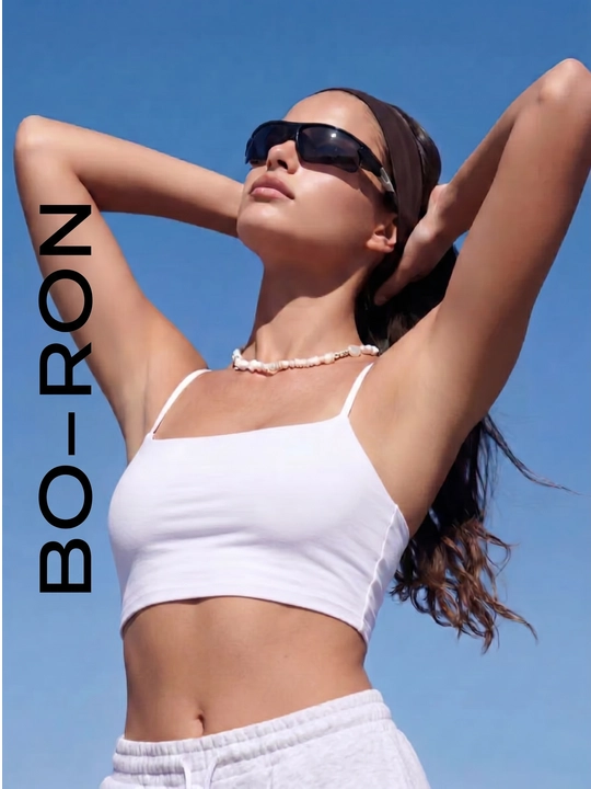 Top mayka yozgi, yupqa bretelkali, pidjak ostiga kiyishga mayka krop top BO-RON - 