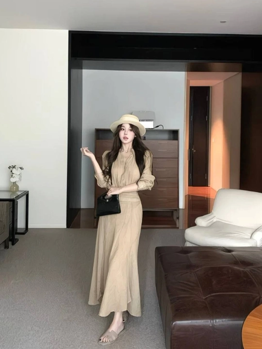 Ayollar uchun zamonaviy rubashka va yubka to‘plami, casual elegant