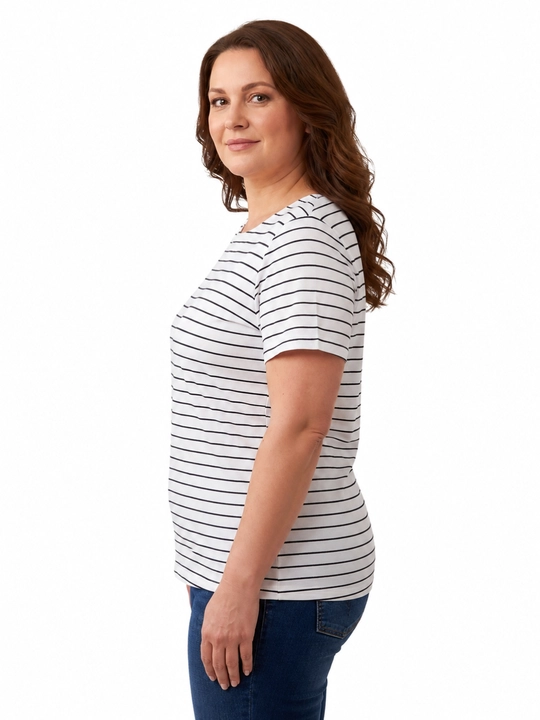 Футболка WEERIT Plus Size в полоску, хлопок эластан, 2XL-5XL