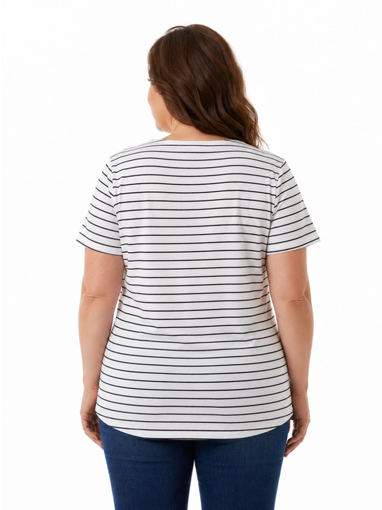 Футболка WEERIT Plus Size в полоску, хлопок эластан, 2XL-5XL