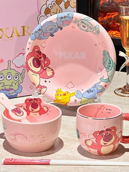 Bolalar uchun 4 qismli keramik idishlar to‘plami – sevimli qahramonlar bilan