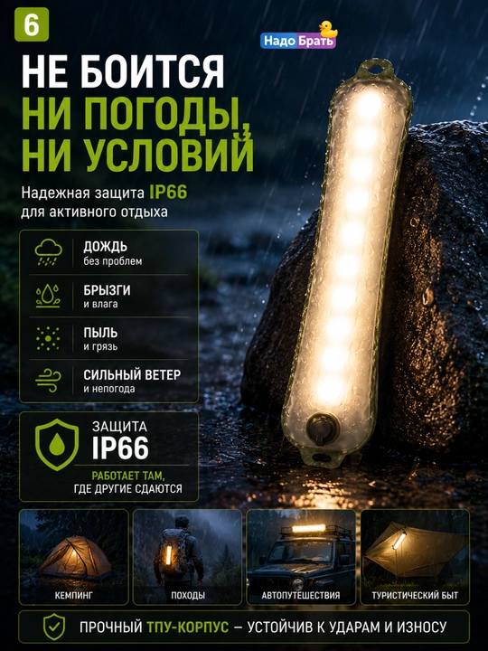 Helius KL-D90 puflanadigan kemping chirog‘i USB-C IP66 magnitli