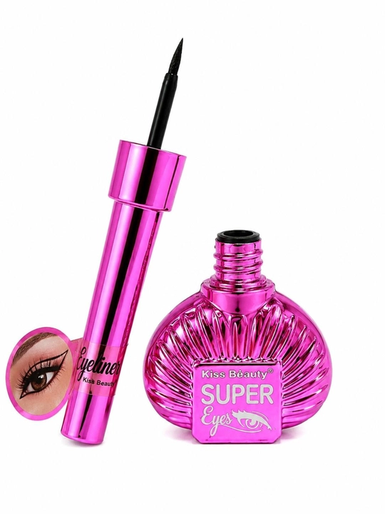 Жидкая подводка для глаз, eyeliner, водостойкая, черная, с тонкой кисточкой, Kiss Beauty