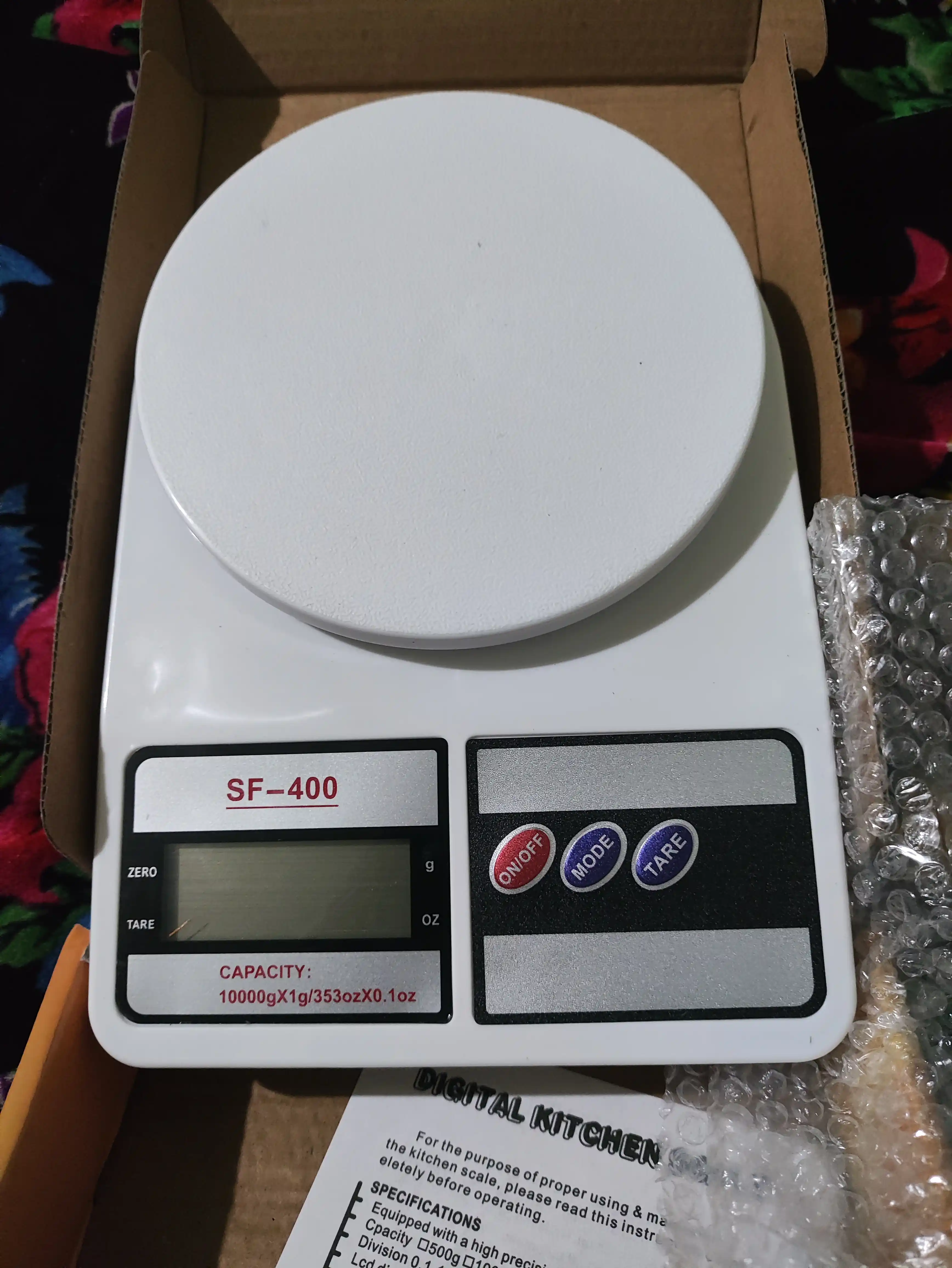 Elektron oshxona tarozisi mini, 10 kg gacha, batareykalar to‘plamda