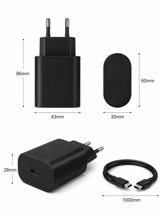 Зарядное устройство, быстрое зарядное устройство USB/C, с кабелем для Xiaomi и Samsung