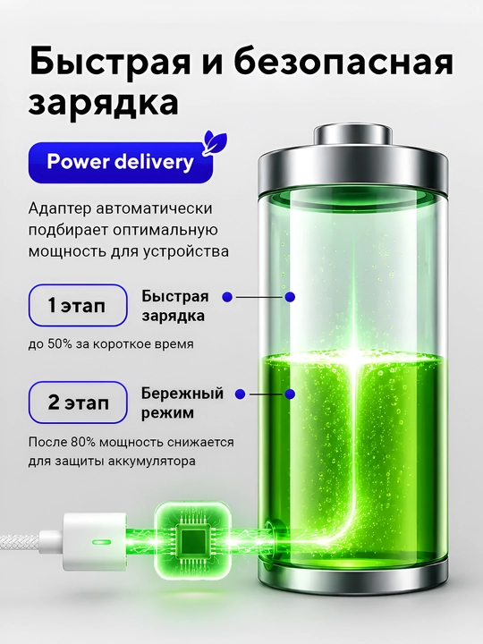 Быстрая зарядка 25W Type-C блок питания, сетевой адаптер для iOS и Android