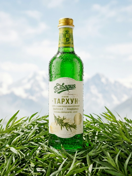 Alkogolsiz kuchli gazlangan «Bavariya Premium» Tarxun ta’mli limonad ichimligi, 0.5 l - 