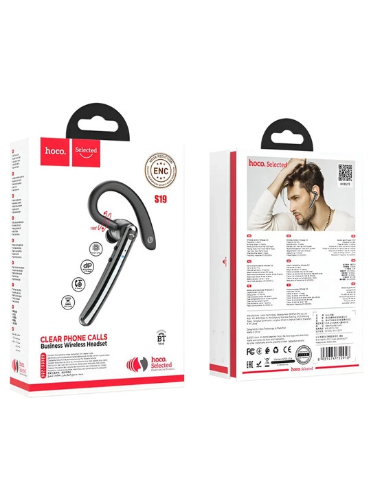 Hoco S19 Bluetooth garniturasi, haydovchilar uchun simsiz quloqchin, mikrofonli