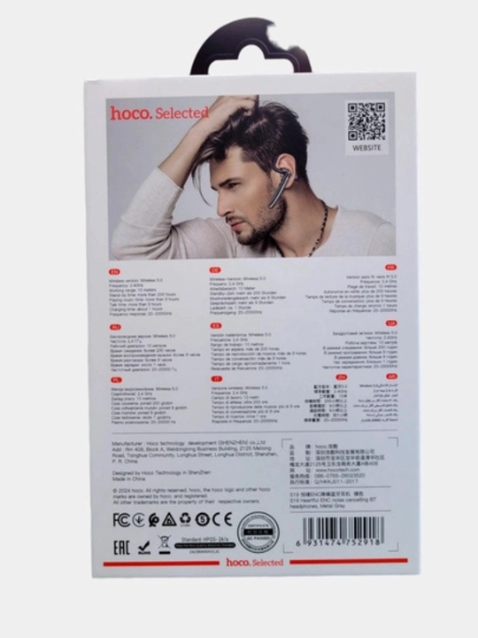 Hoco S19 Bluetooth garniturasi, haydovchilar uchun simsiz quloqchin, mikrofonli