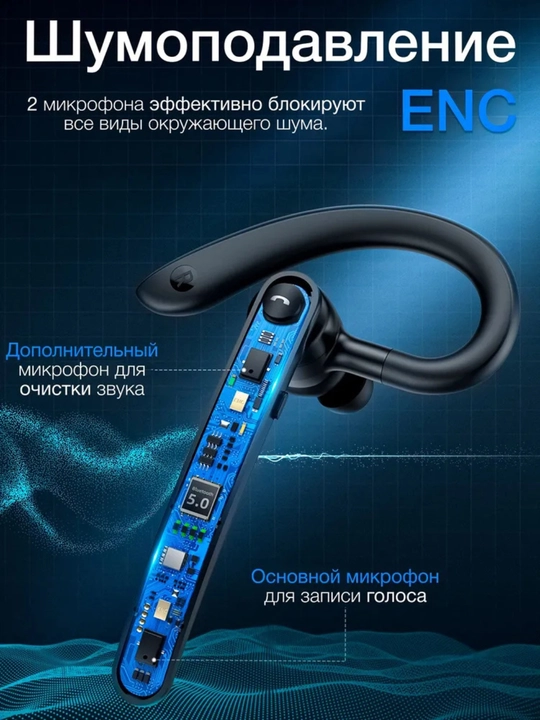 Hoco S19 Bluetooth garniturasi, haydovchilar uchun simsiz quloqchin, mikrofonli