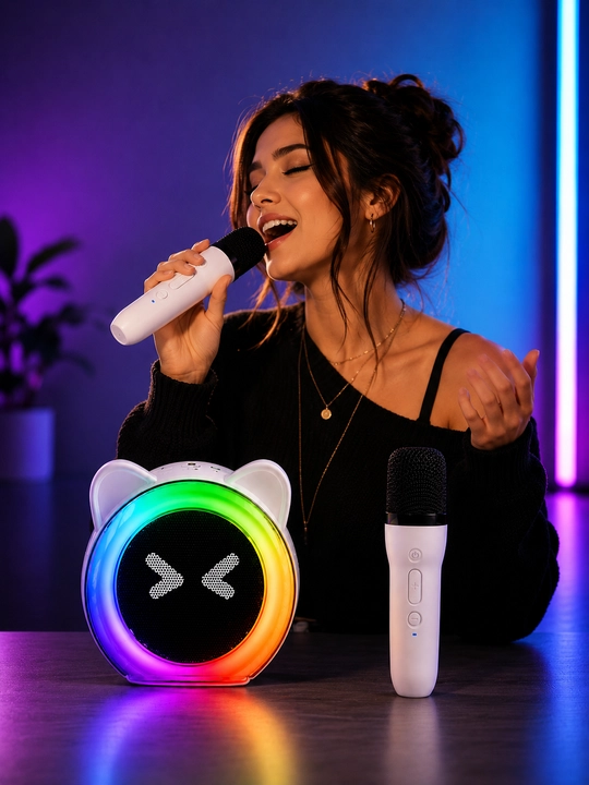Комплект из беспроводного караоке-микрофона и Bluetooth-колонки - 