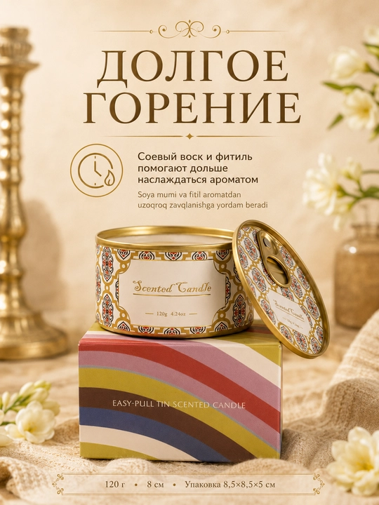 Scented Candle hidli soya sham LÄTT LIV bankada, nok va freziya, 120 g