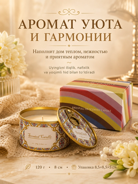 Scented Candle hidli soya sham LÄTT LIV bankada, nok va freziya, 120 g