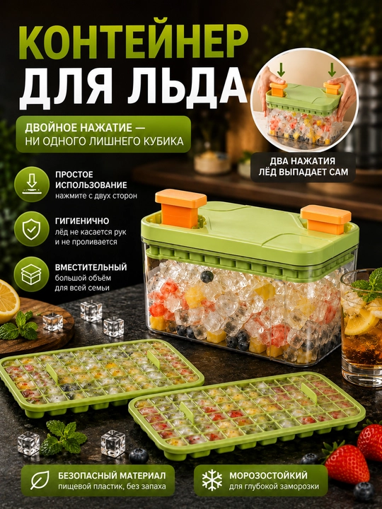 Силиконовая форма для льда, с крышкой и контейнером, удобная форма для кубиков льда