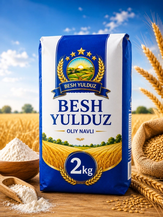 Мука Беш Юлдуз высшего сорта, 5кг, 3кг, 2кг