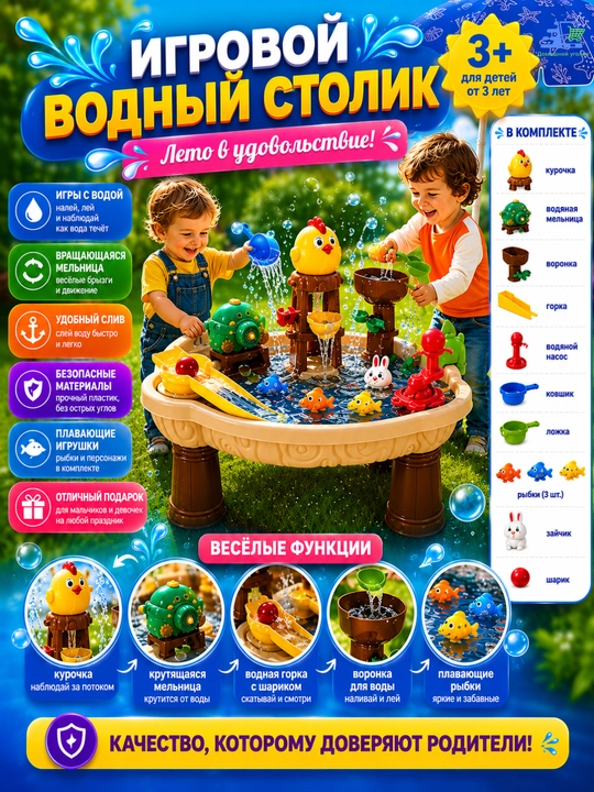 Игровой стол "Пиратская лодка", с мыльными пузырями и аксессуарами