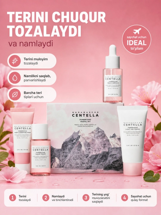Sayohat uchun mini yuz parvarishi to'plami, SKIN1004, Madagascar centella travel