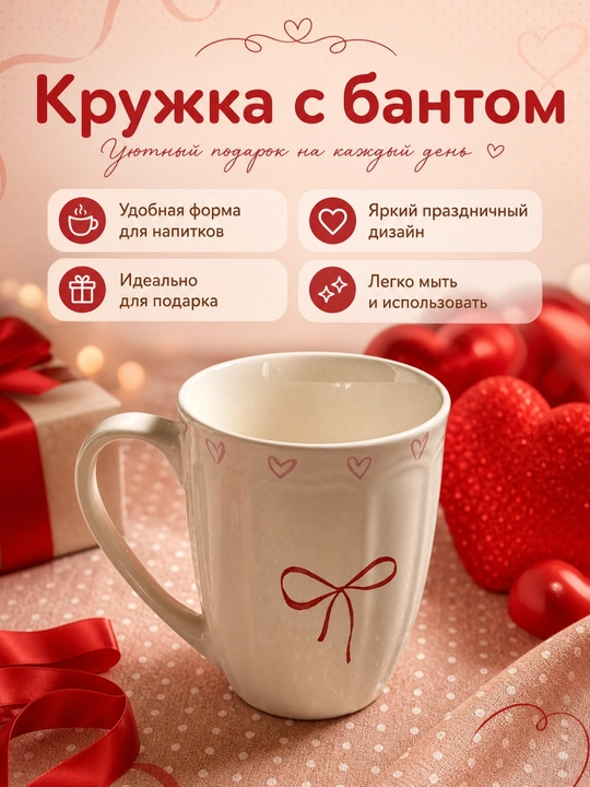 Фарфоровая кружка LOVELY 340 мл, коллекция Lovely, подарочная кружка - 