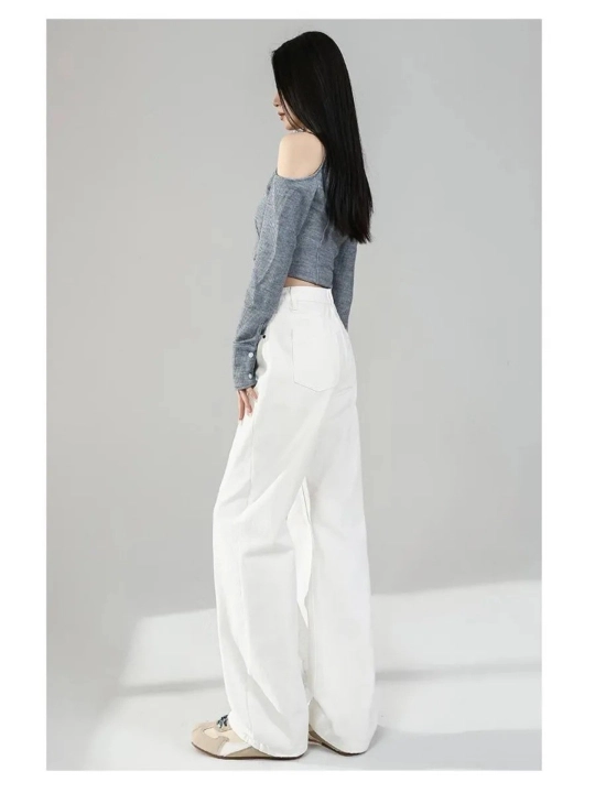 Ayollar uchun baland belli mom jeans – turli rangdagi denim shimlar, jinsi shimlar