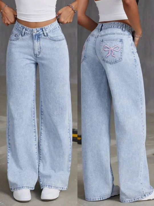 Ayollar uchun baland belli mom jeans – turli rangdagi denim shimlar, jinsi shimlar