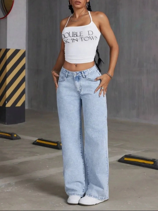 Ayollar uchun baland belli mom jeans – turli rangdagi denim shimlar, jinsi shimlar