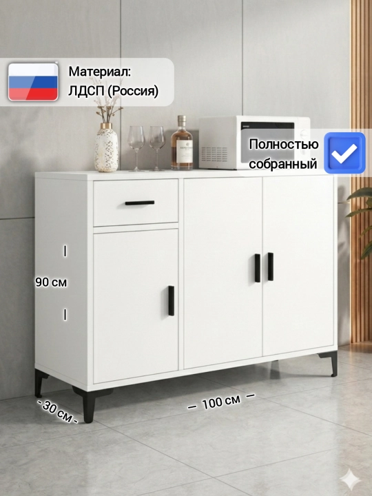 Комод для кухни и гостиной KLOS 1T, в собранном виде - 