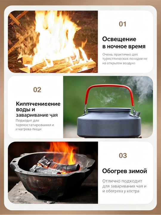 Компактная переносная дровяная печь для палатки