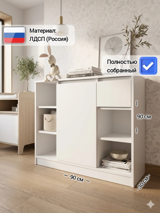 Комод "KOLBA" для гостиной и спальни, полностью собранный - 