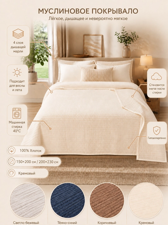 4 qatlamli 100% paxta ko‘rpa – Spring Collection - 