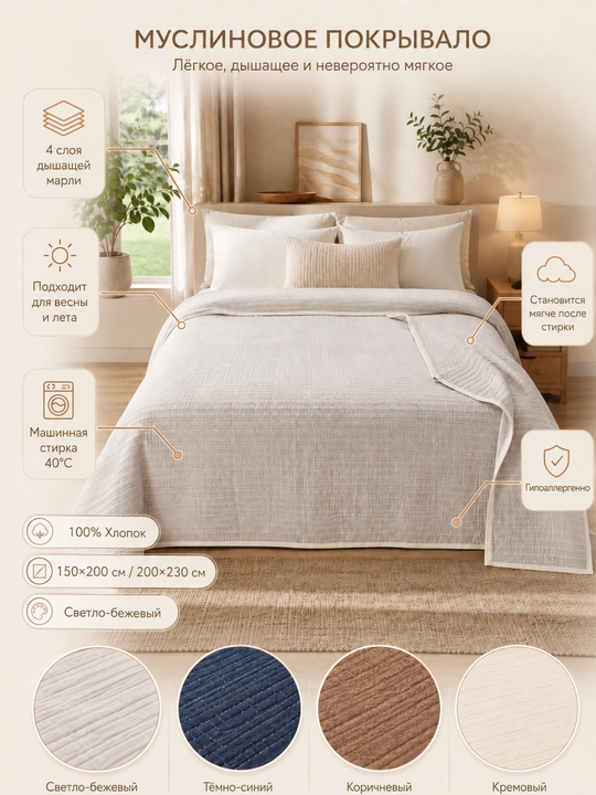 4 qatlamli 100% paxta ko‘rpa – Spring Collection - 